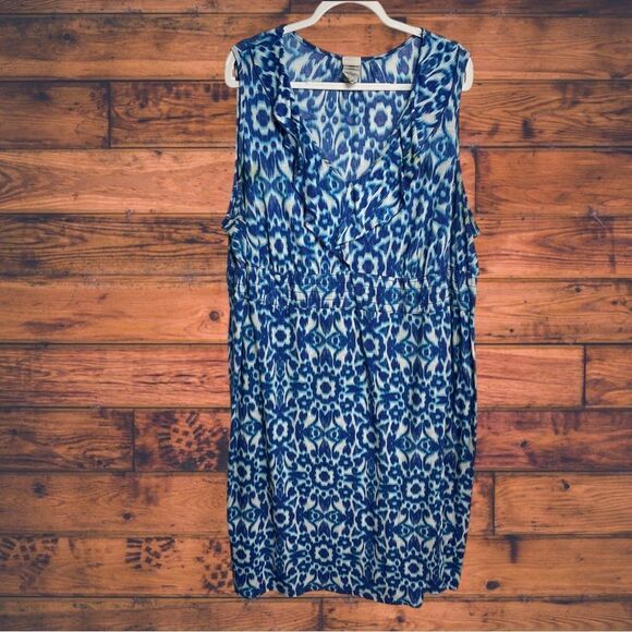 5 for $25🔥JMS Blue Floral Paisley Tie Dye Maxi Summer Dress 4X (26W/28W) - Picture 1 of 7